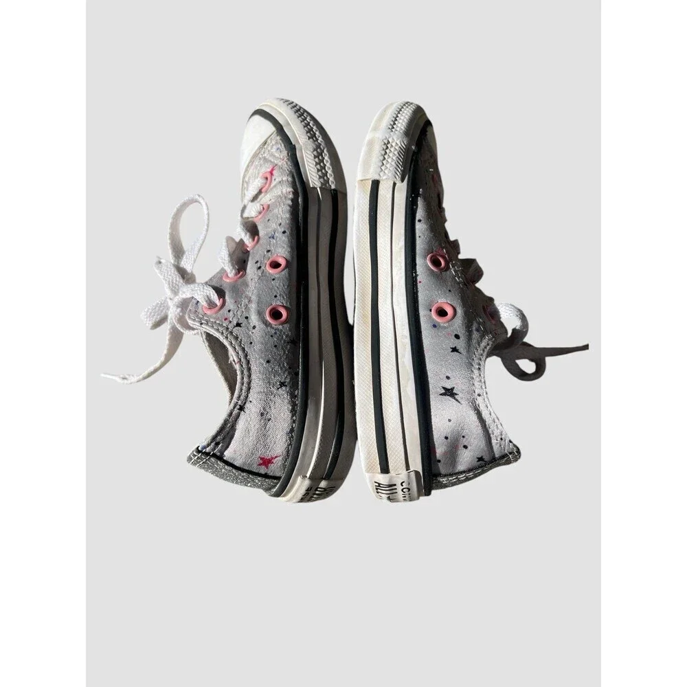 CONVERSE CTAS OX Shoes Girls Size 12c Silver Stars Chuck Taylor Lace up Low